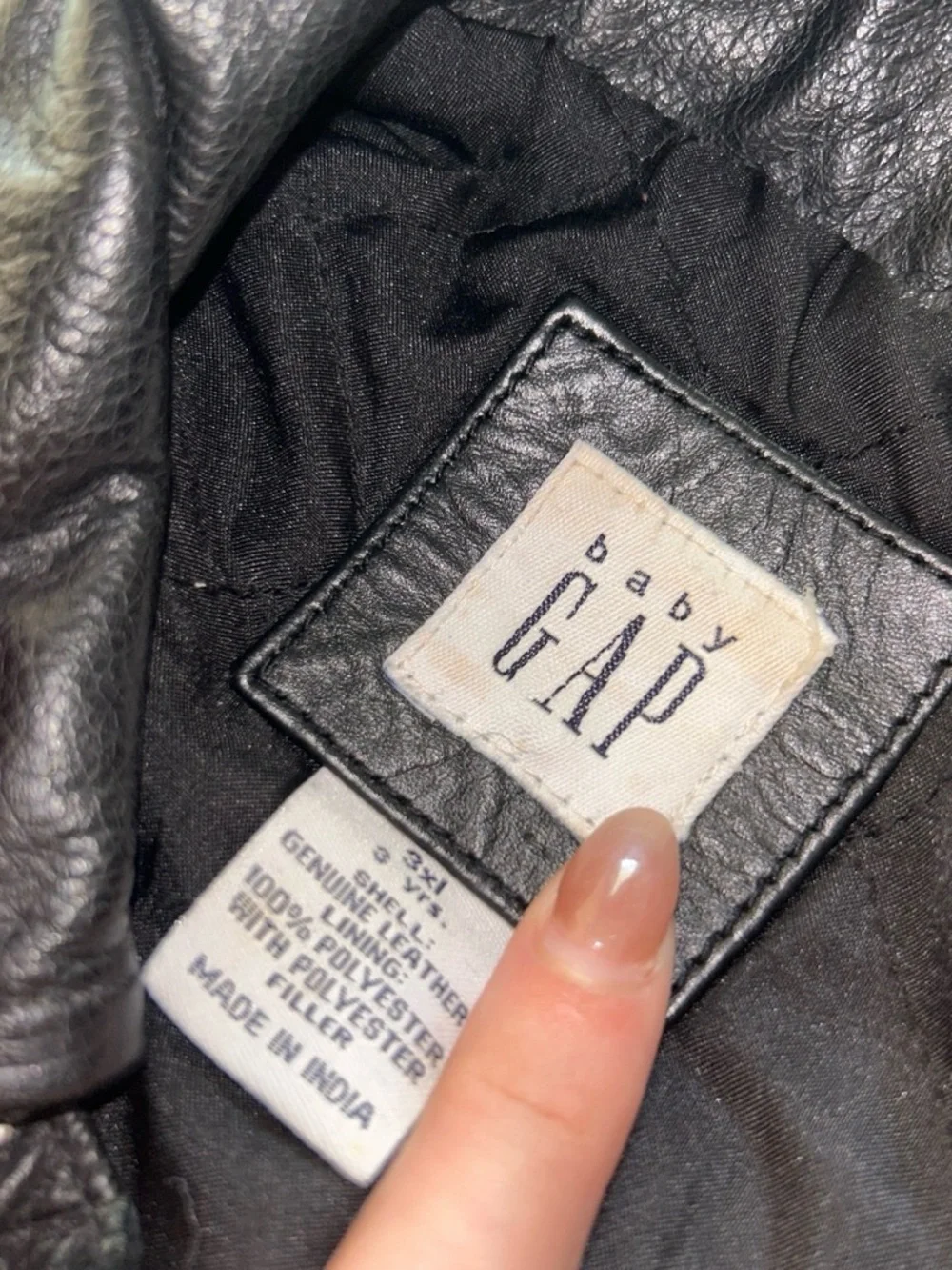 GAP Kids Black Leather Zip Jacket